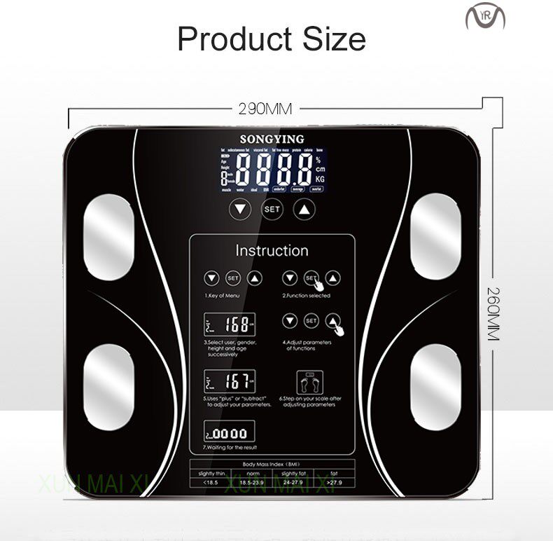 Electronic Smart Weighing Scales Bathroom Body Fat display