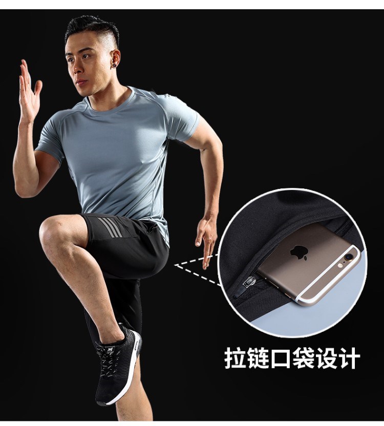 Mùa hè phù hợp với thể thao nam chạy thiết bị tập thể dục bóng rổ lỏng lẻo quần short ngắn tay hai quần áo mùa hè - Quần áo tập thể hình áo khoác gymshark