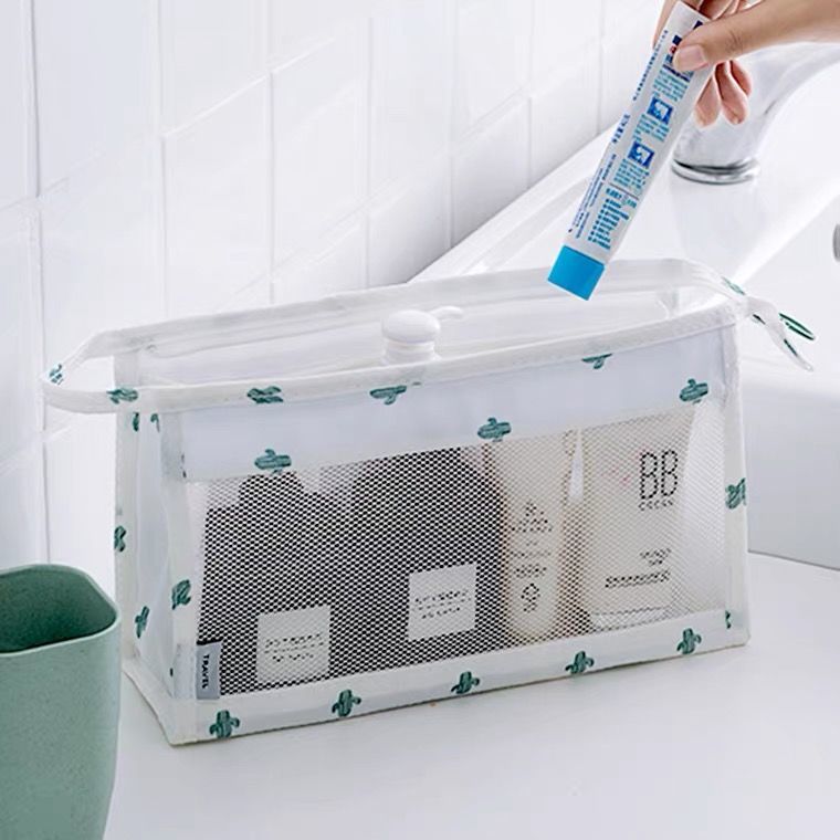 Cosmetic bag female simple large-capacity mesh portable carry-on wash bag cosmetic storage bag travel bag