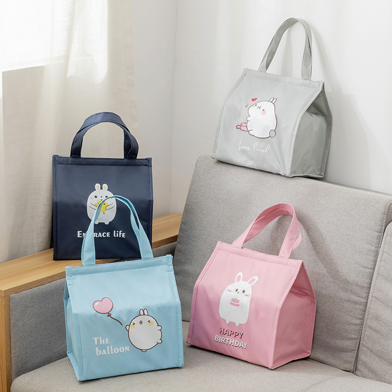 Lunch box insulation bag handheld bag for working class students with lunch pack Oxford cloth thicker aluminum foil cartoon