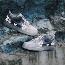 NIKE AIR FORCE 1 Air Force One grey dip-dyed reflective three-dimensional butterfly sneakers customised male and female coals