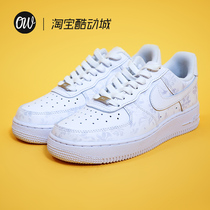 AF1 Nike Mens Shoe Air Force One Blue Flower Porcelain Nike Women Shoes Air Force1 Custom Niche Shoemaker