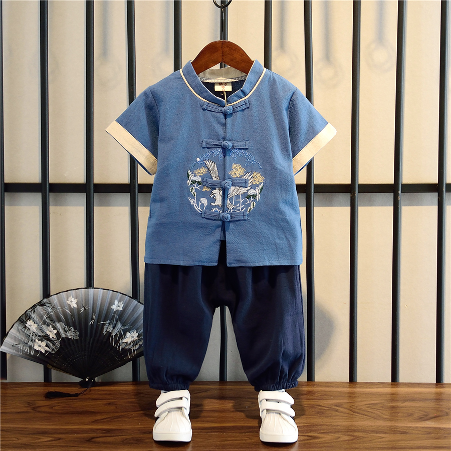 Boys Tang 2 summer suit 3 thin Han clothes 4-year-old clothes 5 children retro Chinese style 6-8
