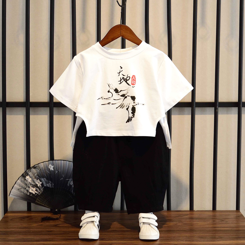 Summer New Tang ăn mặc Boy Trung Quốc Phong cách ăn mặc cô gái bông Andaline ăn mặc bé Set 2020 cho trẻ em.