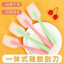 Baking Tools One-piece Silicone Cake Scraper Translucent Large Cream Wipe Knife High Temperature Resistant Multicolored Random Hair