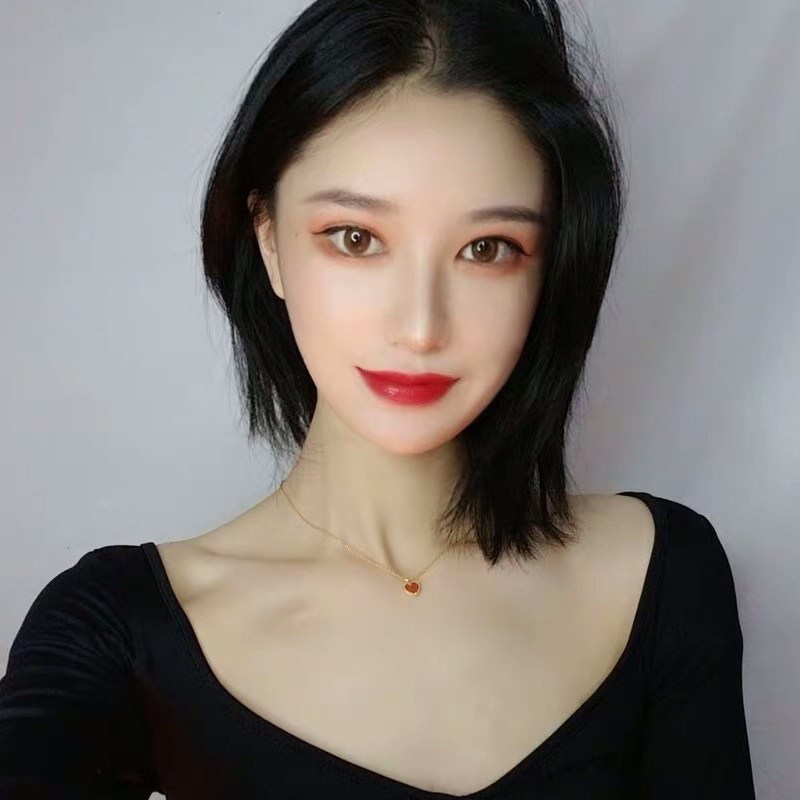 Love Little Red Heart Necklace Female Clavicle Chain S925 Silver Plated 18K Gold Color Gold Simple Temperament Red Sterling Silver Pendant