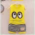 . Boys vest bộ bộ bé mùa hè không tay quần short hai mảnh 0-1-2-3-4 tuổi cartoon áo khoác. 