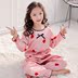 Cô gái quanh cổ áo lụa băng nhà quần áo. Thiết lập năm 2020 mùa xuân childrens quần dài tay Pyjama hai mảnh máy lạnh phù hợp 