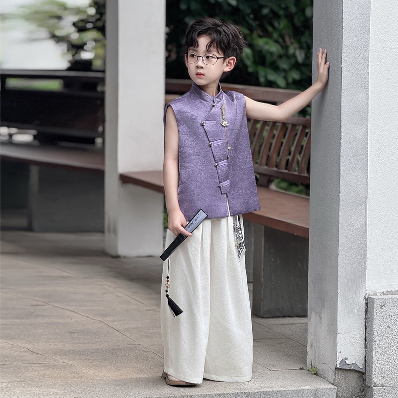 Children's New Chinese-Style Tang Suit Set 2026 New Summer High-End National Style Hanfu Boys' Recitation Performance Outfit Children's New Chinese-Style Tang Suit Set 2026 New Summer High-End National Style Hanfu Boys' Recitation Performance Outfit