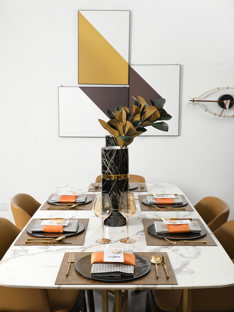 Heting high-grade American leather school dining mat waterproof and oil-proof retro light luxury Nordic Western food insulation table mat