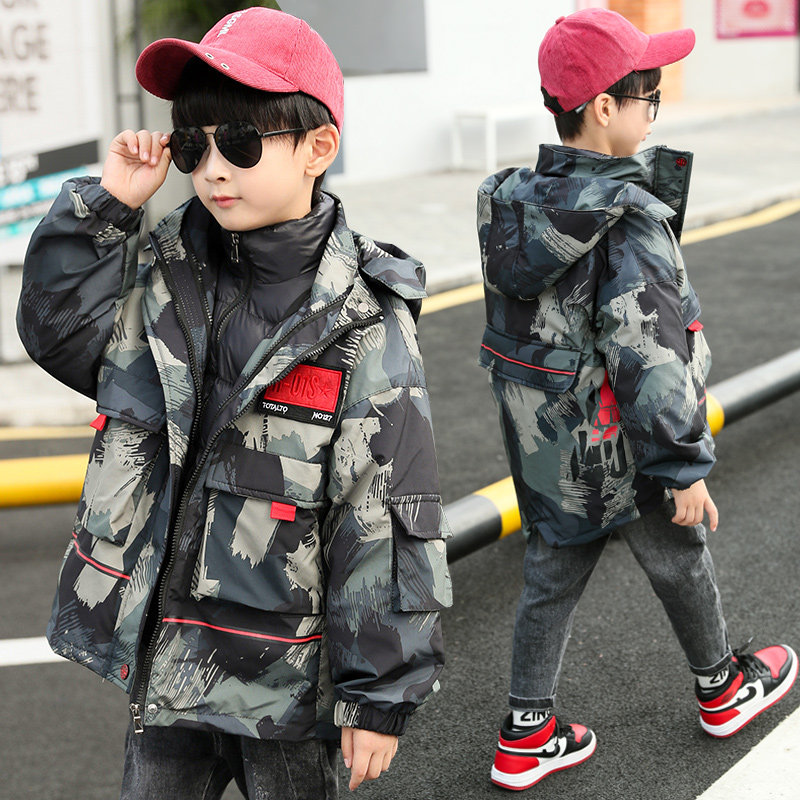 Children's clothing boys children's down jacket 2019 new autumn and winter in the long version of the light down jacket in the big children's coat cotton coat