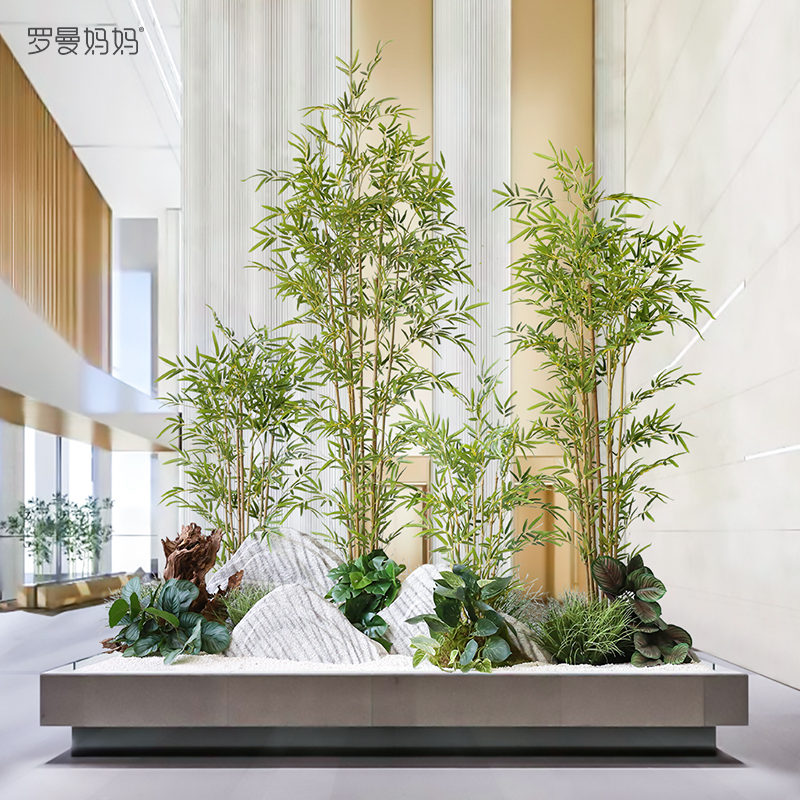 New Chinese home soft decoration simulation plant potty bamboo fake green plant pot view clothing store restaurant