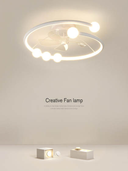 2025新款风扇灯现代简约客厅灯全光谱护眼卧室智能摇头餐厅电扇灯