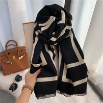  High-end double-sided cashmere scarf womens summer thin cheongsam shawl outside spring and autumn dual-use office air-conditioned room winter