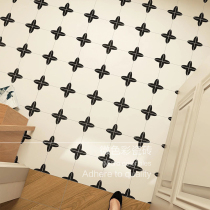 Facile black and white parquet with small flower brick toilet tile European-style Kitchen Bathroom balcony Restaurant Milk Tea Shop Floor Tiles