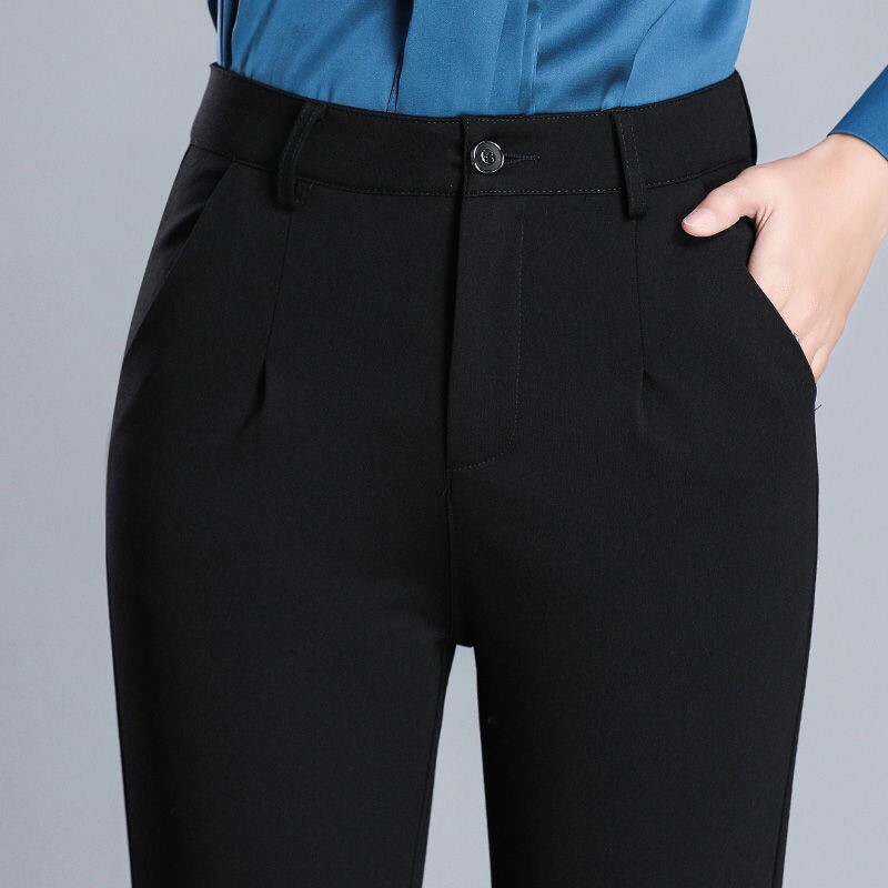 Pants women's black trousers women's suit pants women's small feet 2021 loose straight professional trousers women's spring, autumn and summer thin section