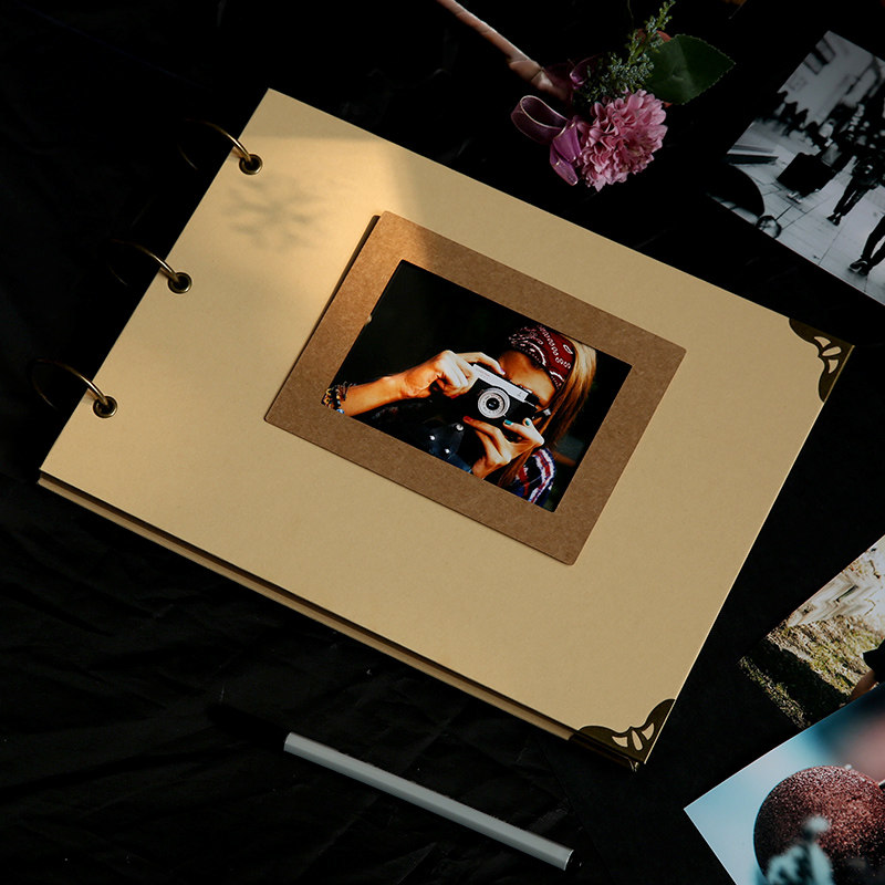 Humble wood kraft paper DIY photo album net red classmate record graduation growth commemorative book ancient style Chinese style primary school students Korean version of the creative personality retro loose-leaf book graduation book guest book boxed