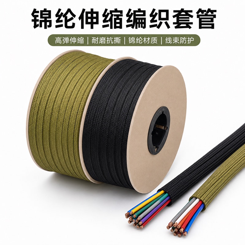 Nylon Sleeve Flame Retardant and Wear-Resistant Wire Protection Sleeve Bare Wire Conductor Sheath 2-60mm Military Green Braided Mesh Tube