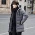 Áo khoác cotton nam dài giữa mùa đông 2019 phong cách mới phiên bản Hàn Quốc của xu hướng cộng với nhung dày áo khoác áo khoác nam áo khoác lót nỉ - Trang phục Couple
