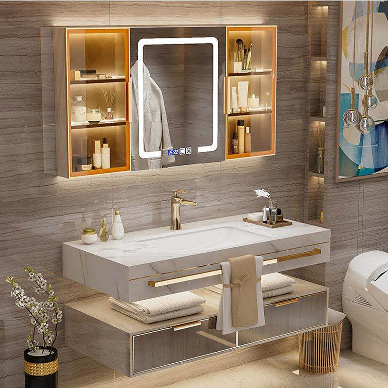 New 2023 Light Lavish Rockboard Integrated Bath Cabinet Combined Toilet Modern Wash Terrace Washstand Smart Wash-up Pool-Taobao