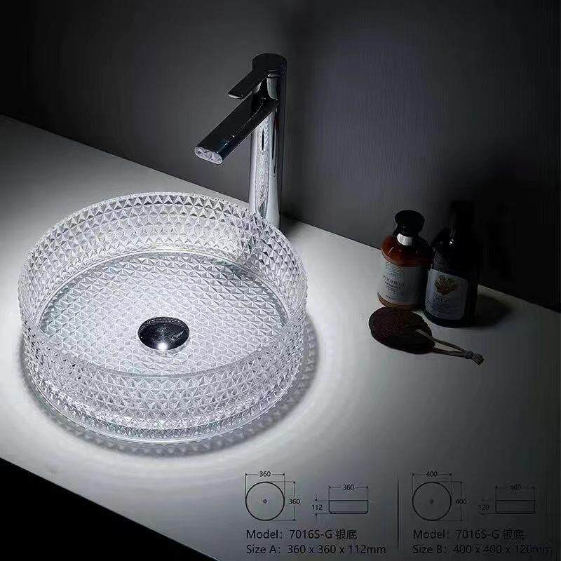 New 2023 round glass bathroom washbasin tempered glass washbasin ktv glass washbasin-Taobao
