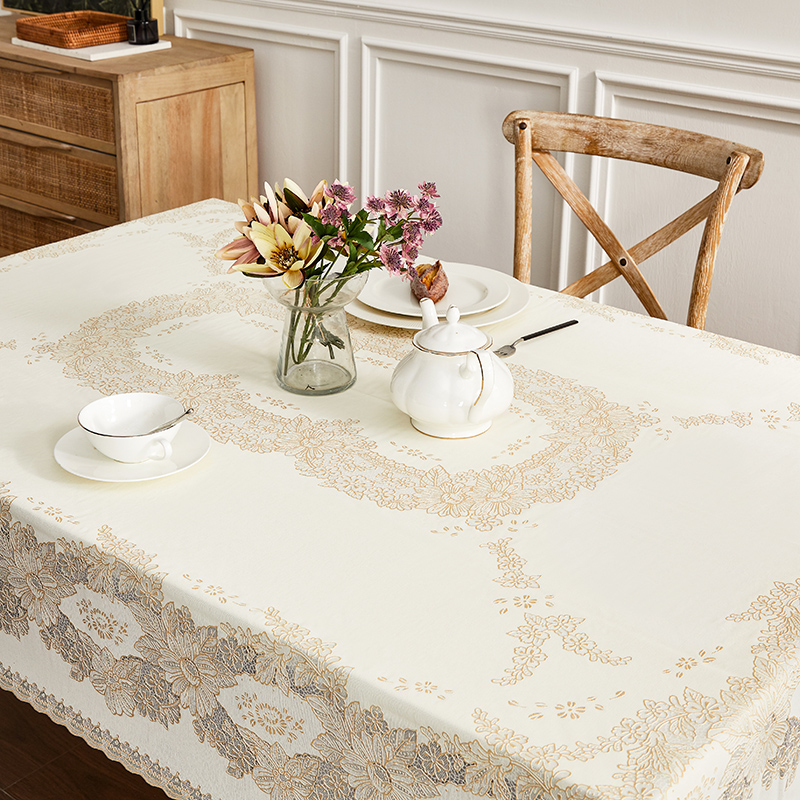 Japan imported high-end tablecloth lace household European-style rectangular waterproof and oil-proof tablecloth light luxury coffee table mat
