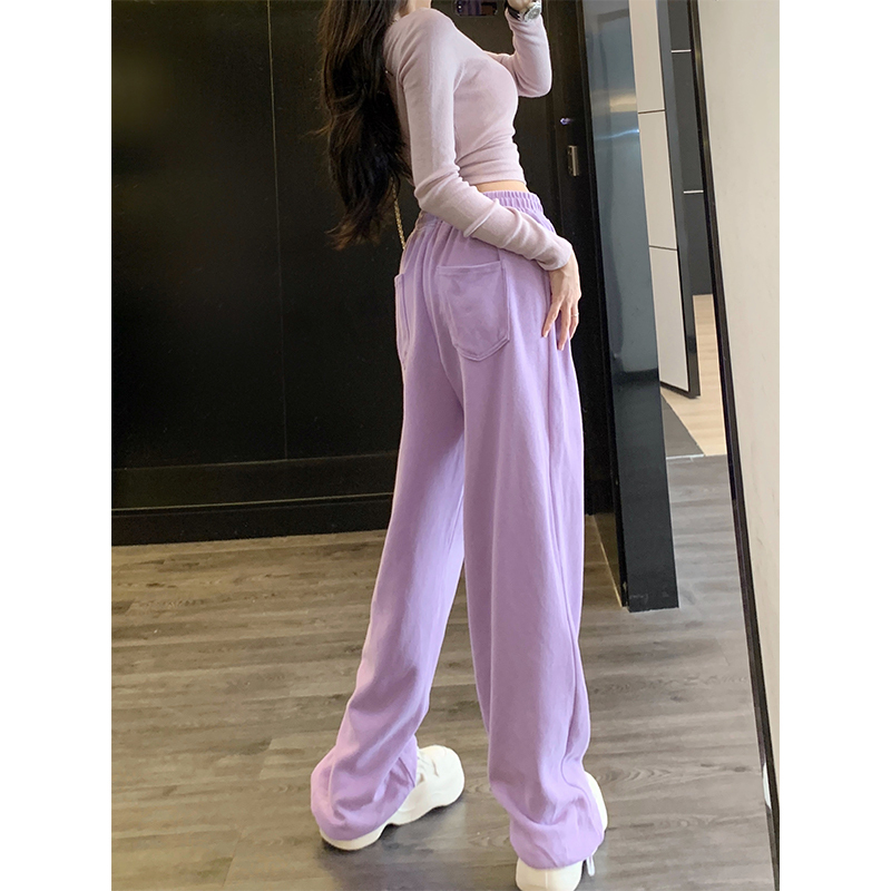 Purple Sweatpants for Women, Spring and Autumn Thin Style, 2023 New Popular Style, Pig Nose Buckle, Niche Pure Cotton, Loose Fit, Jogger Pants