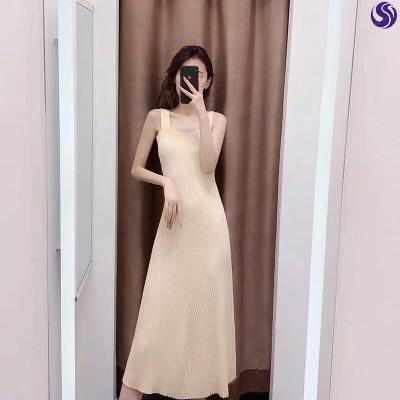 Metropolitan Sexy Limen 2020 New Knitted Sling Dress Spring Summer And Women Over Knee A Character High Up In 