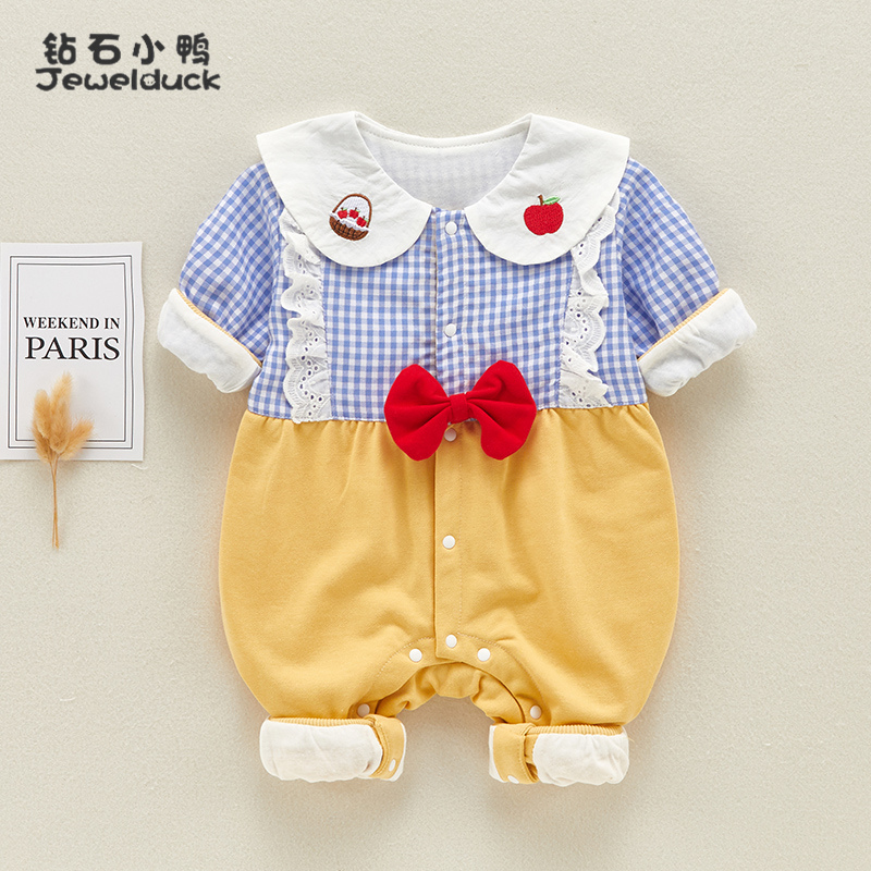 Baby autumn clothes female baby Western style princess romper newborn jumpsuit romper suit season toddler outing clothes