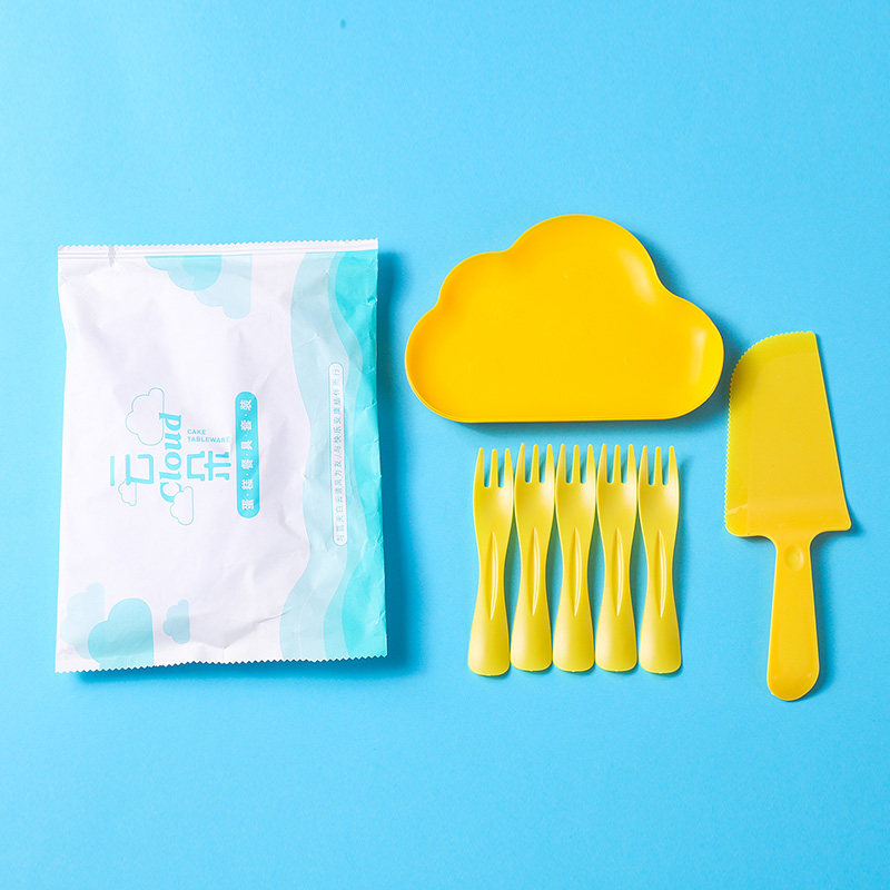 High-end Birthday Cake Cutlery Cutlery Set Pan Fork Disposable Dinner Plate Knife Fork Tray Baking Dish Fork Saucer Combinations