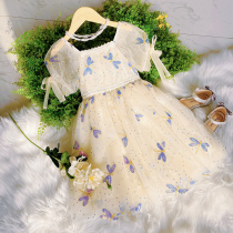 Childrens embroidered skirt summer 2021 New style girl bubble sleeve dress thin little girl summer dress