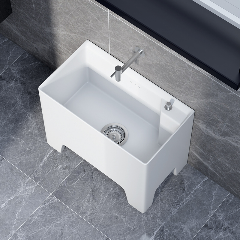 Yuanjiang Small Household Mop Sink for Balcony, Four-Legged Mop Sink for Bathroom, Large High-Legged Mop Sink