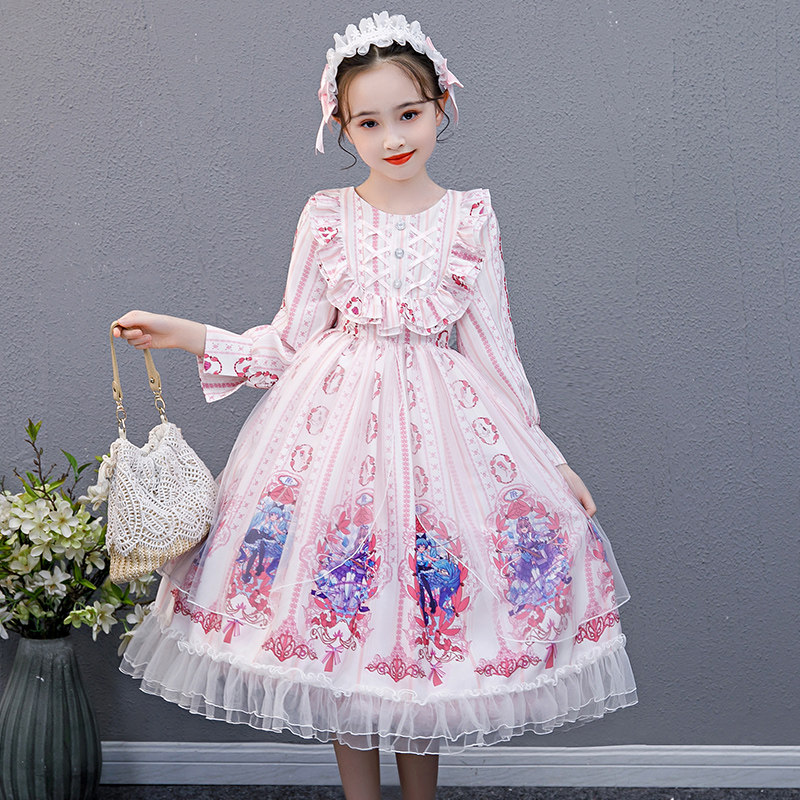 Lolita spring dress lolita dress fairy childrens dress Spring and autumn childrens lolita skirt dress princess skirt