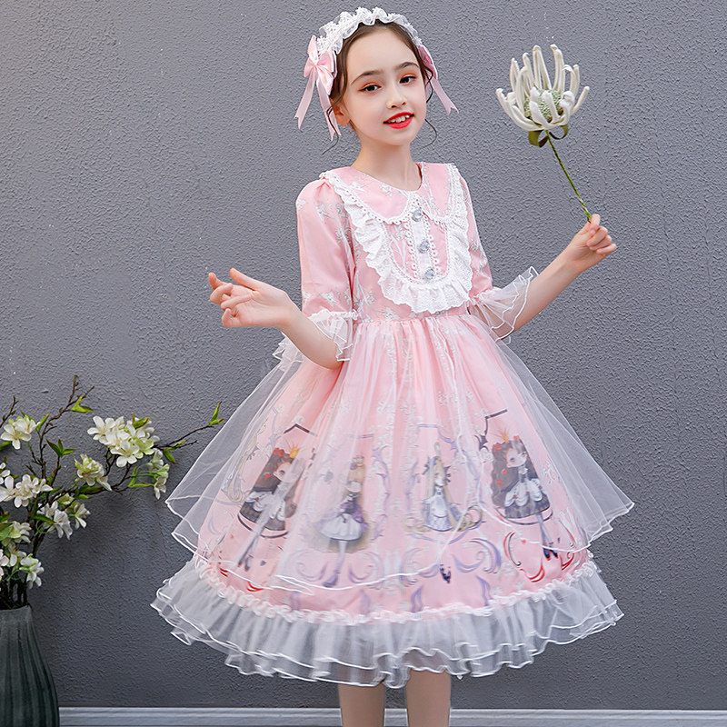 Lolita girls dress summer childrens skirt Autumn style cartoon cute Japanese original genuine inner ride