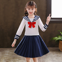 Girl jk set autumn 2021 new college style childrens skirt two-piece Student Foreign style pleated skirt autumn