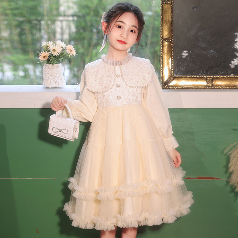 Girl Little Savour Princess Dress Autumn Winter Child Fluffy Yarn Dress Little Girl Birthday Flower Boy Wedding Gown Dress-Taobao