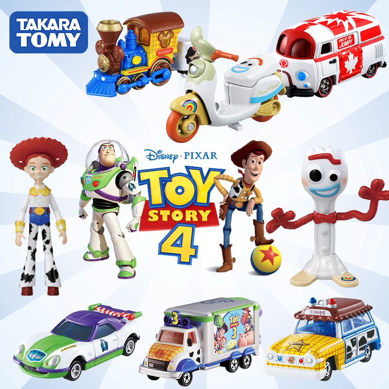 Tomy Toy Story 4 Alloy Car Model Ornaments Buzz Lightyear Woody Mr. Forky