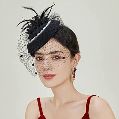 Small hat headwear annual meeting performance of the Republic of China retro mesh hat dress accessories ladies cheongsam catwalk feather hair accessories