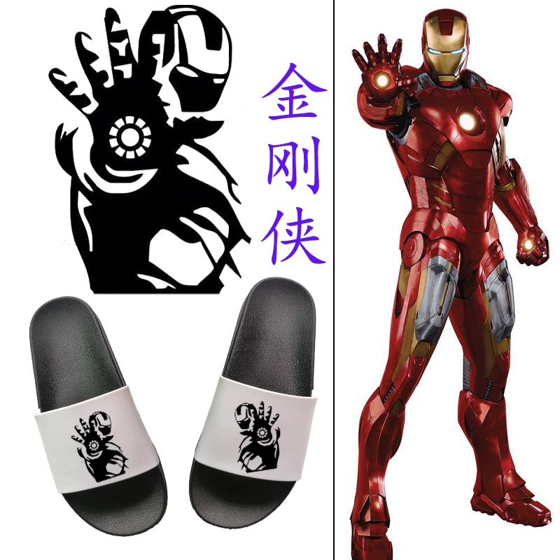 Dép nam mùa hè Học sinh Marvel anime xung quanh phiên bản Hàn Quốc của mẫu cá tính trong nhà và ngoài trời mềm mại - Dép dép kẹp nam