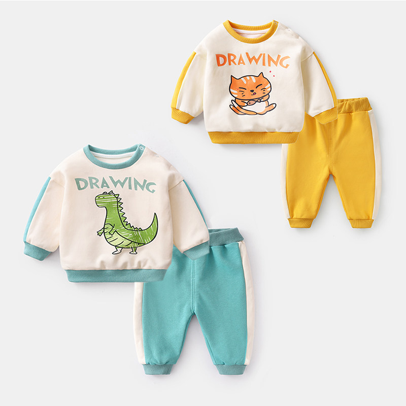 Baby Suit Spring Autumn Necropolis Children Sports Two Suits Spring Girl Foreign Spring Dress Male 1-year-old baby clothes
