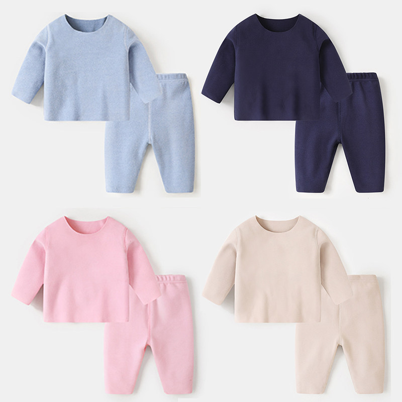 Baby warm lingerie suit Winter delsuede No-mark male long sleeve blouse women's baby home conserved winter clothing