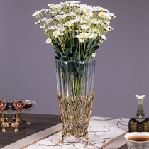 Eurostyle crystal glass inlaid copper vase light extravagant table-like panchal room with water-raising inserts flowers decorations hem