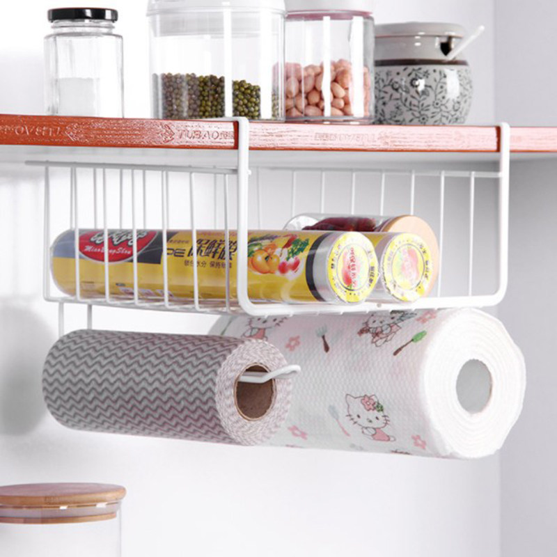 Wrought iron?Car storage rack Kitchen supplies storage rag hook rack Roll toilet paper cling film storage