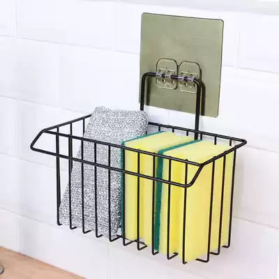 Kitchen punch-free wall-mounted drain rack Pool rag storage rack Sink sponge drain basket rack Stainless steel