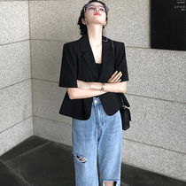 Large bottle custom Super a cut cut daily good wear black short sleeve small suit jacket women Thin Thin summer