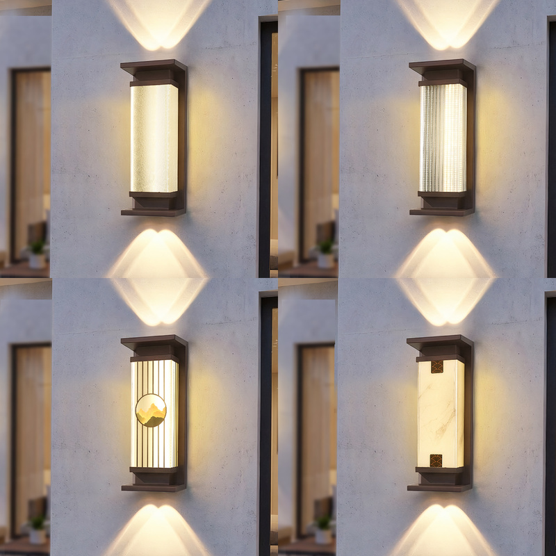 Solar Outdoor Wall Light Waterproof Villa Gate Courtyard Light with Decorative Wall Lights on Both Sides of the Door Posts and Outdoor Pillar Lights with Spotlights