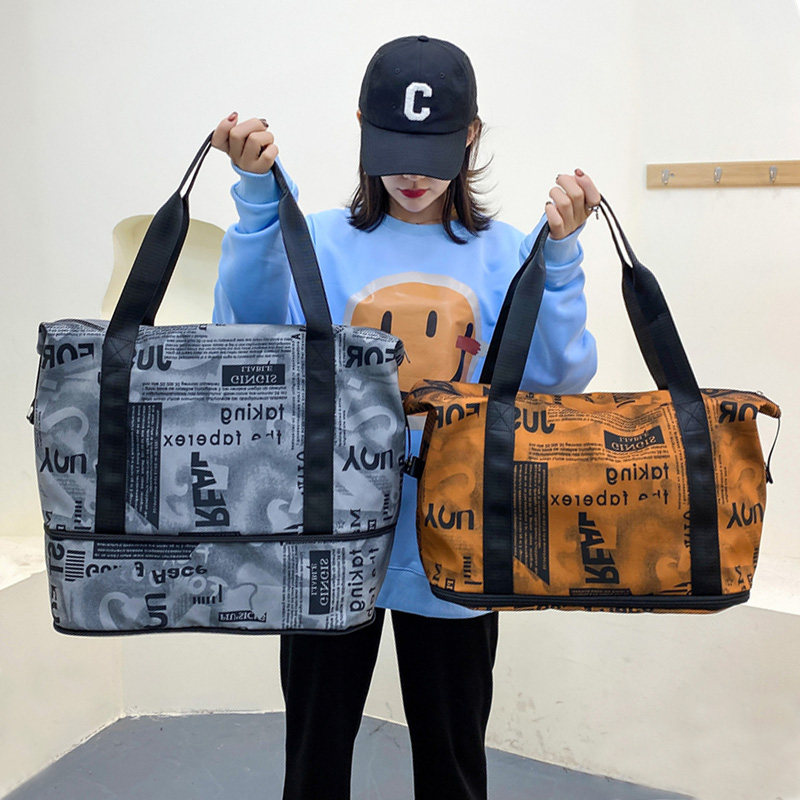 Short travel bag Female hand Large capacity Travel light Fold Luggage Bag To Be Produced Bag Swimming Fitness Bag Men