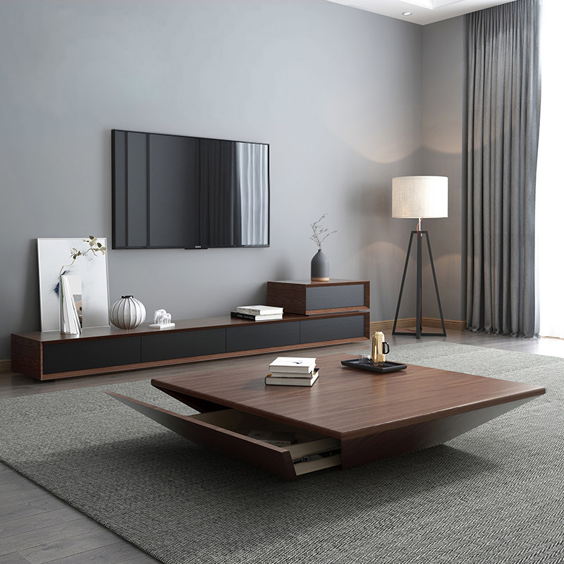 Modern minimalist small apartment Nordic Italian minimalist TV cabinet coffee table combination living room creative personality storage floor cabinet