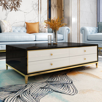 Post-modern simple small apartment coffee table light luxury living room sofa black and white paint tempered glass coffee table