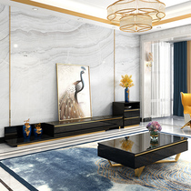 Light luxury retractable TV cabinet coffee table combination living room post-modern simple paint storage minimalist small house wall cabinet